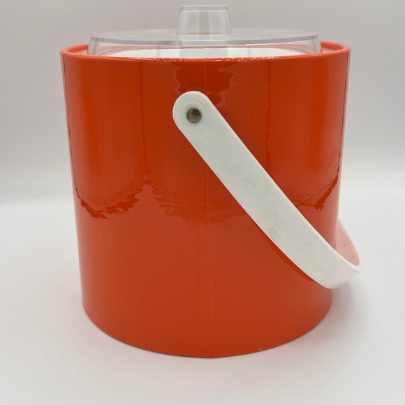 Kraftware Other - Vintage 1970s Kraftware Spice Orange Vinyl Ice Bucket – Lucite Lid & Handle